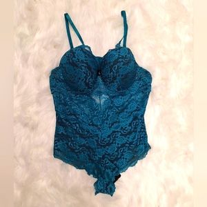 Turquoise lace teddy- NWOT